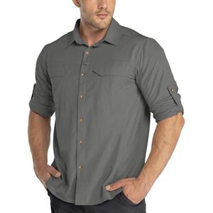 Functioneel overhemd heren - UPF50+ UV-bescherming, ademend, lange mouwen, buttondown, outdoor en sportief