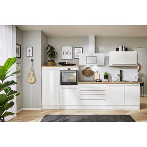 Goedkope keuken 320  cm - complete keuken met apparatuur Gabriel  - Wit/Wit - soft close - keramische kookplaat - vaatwasser - afzuigkap - oven  - spoelbak