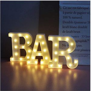 Lichtgevende Letters BAR - 16 cm - Wit - LED
