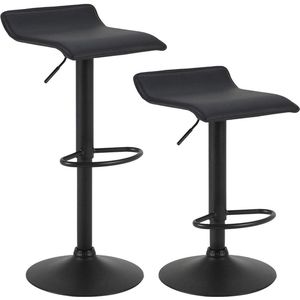 Barkrukken Frej Zwart - Set van 2 - Keuken - Barstoelen - Zonder rugleuning - Verstelbaar in hoogte - Zithoogte 56-78cm