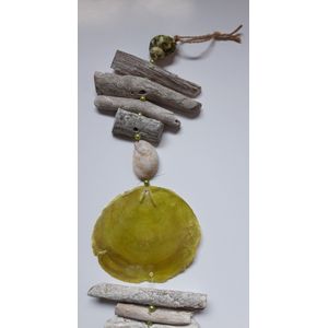 Hanger Groen Capsiz- en schelpen met drijfhout 80 cm