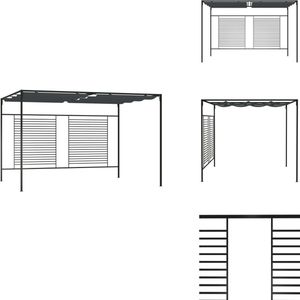 vidaXL Prieel - Priëlen - Prieëlen - Tuinprieel - Prieel met uittrekbaar dak 180 g/m² 4x3x2,3 m antracietkleurig