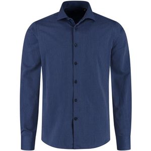 GENTS - Overhemd dot navy-wit strijkvrij - Katoen - Navy-Wit - Maat EU38/S