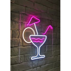 OHNO Neon Verlichting Cocktail - Neon Lamp - Wandlamp - Decoratie - Led - Verlichting - Lamp - Nachtlampje - Mancave - Neon Party - Wandecoratie woonkamer - Wandlamp binnen - Lampen - Neon - Led Verlichting - Wit, Geel, Paars