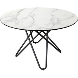 Ronde eettafel ELLIPSE 120cm marmer witte keramische haarspeldpoten gemaakt in Italie - 42369