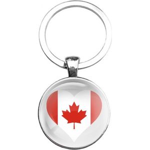 Sleutelhanger Glas - Hart Vlag Canada