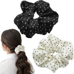 Haarelastiekjes-haarelastiekjes meisjes-haarelastiekjes scrunchie-polka Dot Haarelastiekjes - Elastische Haarkoord Haaraccessoires - Paardenstaart Hoofdband Hoofdtooien - Geschikt voor Meisjes Dagelijkse Kleding voor Dames-2 stuks