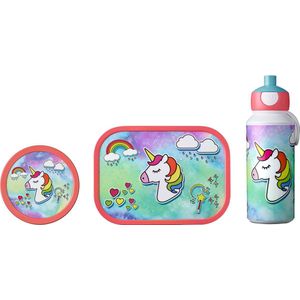 Mepal lunchset Campus – Broodtrommel, Drinkbeker en Fruitbox – Lunchset voor kinderen – Unicorn