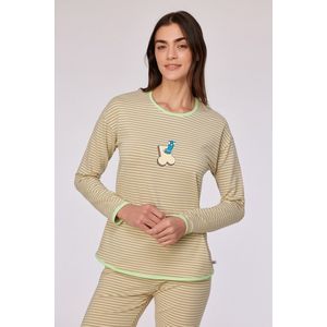 Pyjama dames woody groen beige streep