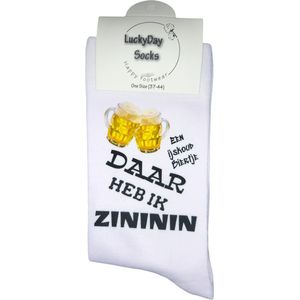 Zininin - Bier Sokken - Witte Sokken - Grappige Sokken - Maat 37-44