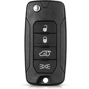 XEOD Klap Autosleutelbehuizing - sleutelbehuizing auto - sleutel - Autosleutel 4 Knops / Geschikt voor: JEEP Renegade