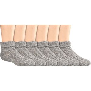 Kindersokken | Wollen sokken | Kleur: Grijs | Maat: Diverse maten | 6 paar