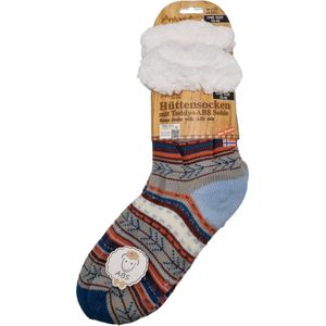 Antonio Dames Huissokken - Gestreept Grijs - Antislip ABS - One Size (35-42) - Warme Sokken - Huissloffen - Kerstcadeau voor vrouwen