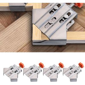 Multifunctionele 90 Graad Hoekklem Roestvrij Staal Rechthoekige Hoekklemmen voor Houtbewerking Fotolijst Lade Open Type - Set van 4