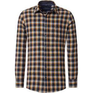 CASA MODA - Sport Comfort Fit - Flanel Overhemd - Blauw Dessin - Strijkvriendelijk
