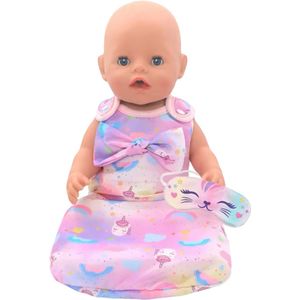 Roze Unicorn Slaapzak voor Baby Born - Geschikt voor Baby Poppen van 36 tot 43 cm