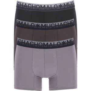 Muchachomalo heren boxershorts (3-pack) - cotton solid - zwart en grijs - Maat: S