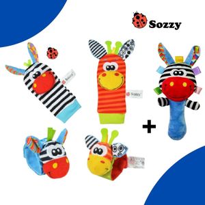 Baby Rammelaar- Baby Rammelaar sokjes en rammelaar armbanden- 5-delig rammelaar set- Baby gift