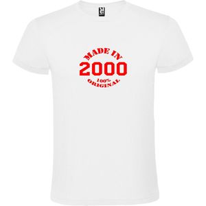 Wit T-Shirt met “Made in 2000 / 100% Original “ Afbeelding Rood Size XXL
