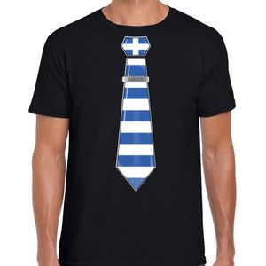 Bellatio Decorations Verkleed shirt voor heren - stropdas Griekenland - zwart - supporter - themafeest M