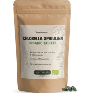 Cupplement Spirulina Chlorella 300 Algen Tabletten 500 MG per Tablet Biologisch - Geen Capsule, Vlokken of Poeder - Algen - Superfood - Supplement - Hawaii - Alg - Blauw - Spirilina - Chlorela