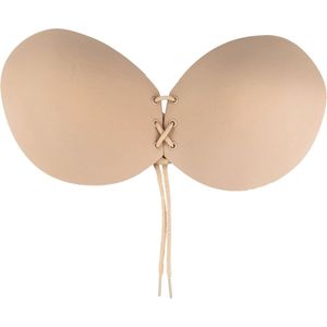 Bye Bra Round Lace-It Plak Beha, Zelfklevende Bh, Push-Up Bh, Plak BH vetersluiting, Strapless En Backless Bh, Beige, C