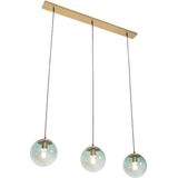 QAZQA pallon - Art Deco Hanglamp eettafel voor boven de eettafel | in eetkamer - 3 lichts - L 1000 mm - Groen - Woonkamer | Slaapkamer | Keuken