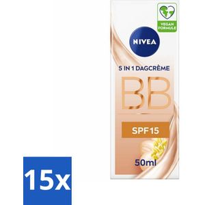 15 x NIVEA - Essentials BB Crème Medium - BB Crème - SPF 15 - Hydrateert & Camoufleert - 50 ml - Foundation - SPF - Zonbescherming - Lichte Huid - Natuurlijke Dekking