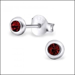 Aramat jewels ® - 925 sterling zilveren oorbellen rond kristal rood