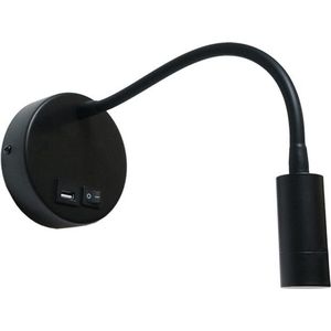 Flexi Wandlamp zwart met leesarm 3000k & USB - Modern - Artdelight