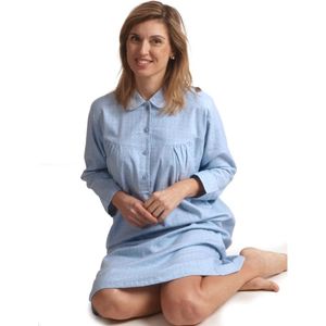 Lunatex dames nachthemd flanel - maat XL - Glass - blue
