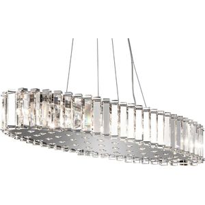 Landelijke Hanglamp - Steady Lighting - Glas - Landelijk - G9 - L: 29.8cm - Voor Binnen / Binnen - Woonkamer - Eetkamer - Zilver