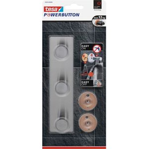 Tesa Powerbutton RVS hakenrek 3-haaks - Klusbenodigdheden - Huishouden - Verwijderbare haken - Opplak hakenrekje