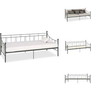 vidaXL Metalen Slaapbank - Grijs - 208 x 95 x 83 cm - Geschikt voor 90 x 200 cm Matras - Montage vereist - Bed