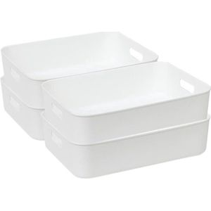 8L x 4 Opbergmanden Opslagcontainers Huishoudelijke organizer met handgrepen voor keuken, kantoor, werkbladen, kasten, slaapkamers en badkamers