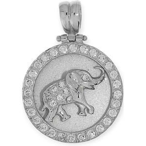 Gouden Hanger Olifant Zirkonia Witgoud 14 karaats