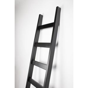 Enkele beuken houten ladder (zwart) | Aantal sporten (inclusief cm): 11 sporten (300 cm)