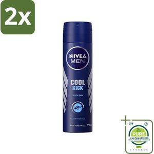 Nivea - Men - Deospray - Cool Kick - 48 Uur Lang Werkend - 250 ml - Voordeelverpakking - 2 stuks - Deodorant spray - Anti-transpirant