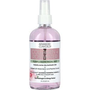 Advanced Clinicals Collagen + Rosewater Plump & Glow Facial Mist – Hydraterende Gezichtsspray – 237ml