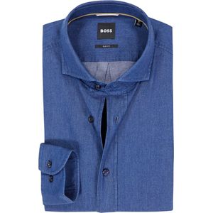 BOSS - Hank - Slim Fit Overhemd - Middenblauw - Popeline