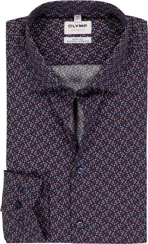 OLYMP - Level 5 - Body Fit Overhemd - Donkerblauw - Popeline - Lange Mouwen