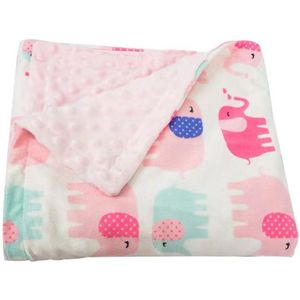 Superzacht babydekentje met nopjes voor in de kinderwagen, wiegje of ledikants-sOlifantjes Roze