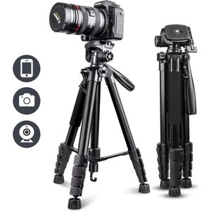 67” camerastatief met reistas, telefoonstatief met Bluetooth-afstandsbediening en telefoonhouder, compatibel met alle camera's, mobiele telefoons, projectoren, webcams en spottingscopes