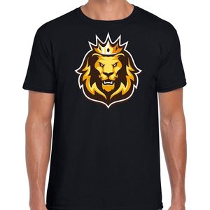 Leeuwenkop met kroon Koningsdag t-shirt - zwart - heren -  EK / WK oranje fan shirt / kleding / outfit S