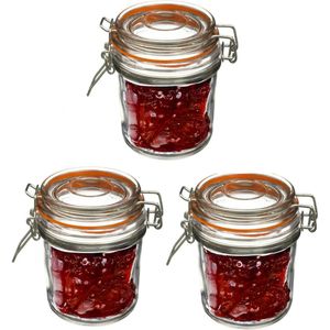 Set van 3x weckpotjes/voorraadpotjes glas met beugelsluiting - 330 ml