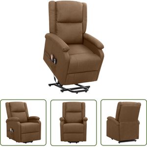 vidaXL Massagestoel - Sta-opstoel - Sta-op-massagestoel stof bruin - Elektrisch Bedienbare Stoel - Ergonomische Stoel - Fauteuil