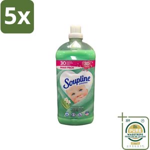 5 x Soupline - Wasverzachter - Aloë Vera Concentraat - 77 Wasbeurten - Grootverpakking - Aloë Vera Wasverzachter - Wasverzachter - Wasverzachter Aloe Vera - Wasverzachter Concentratie - Wasverzachter Voor Kleding