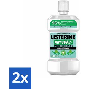 2 x Listerine Naturals Mondwater Tandbescherming 500 ml - Mondwater - Tandbescherming - Natuurlijke Mondverzorging - Alcoholvrij - Kleurstoffenvrij
