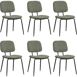 Bronx71® Scandinavische eetkamerstoel Ivar gerecyclede stof groen - Eetkamerstoelen set van 6