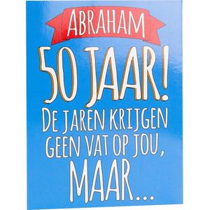 wenskaart Abraham 50 jaar! 16 x 12,5 cm blauw